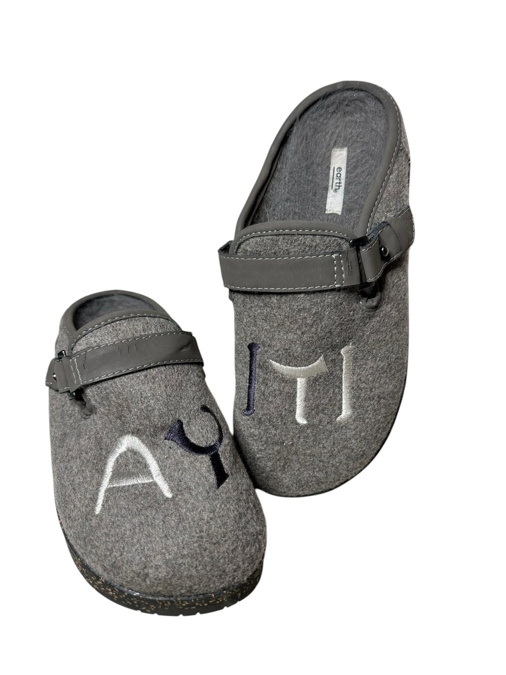 Earth Dream Renmen Ayiti Wool Felt Clogs Mules Slippers Gray Comfort Size 7M